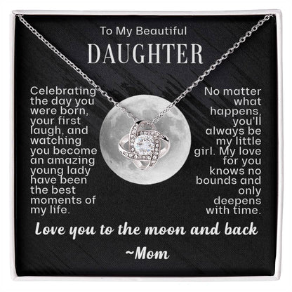 Mother to Daughter - Love you to the moon and back - Love Knot Necklace